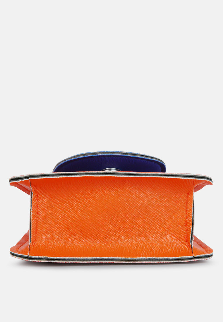 round flap mini statement bag#color_orange