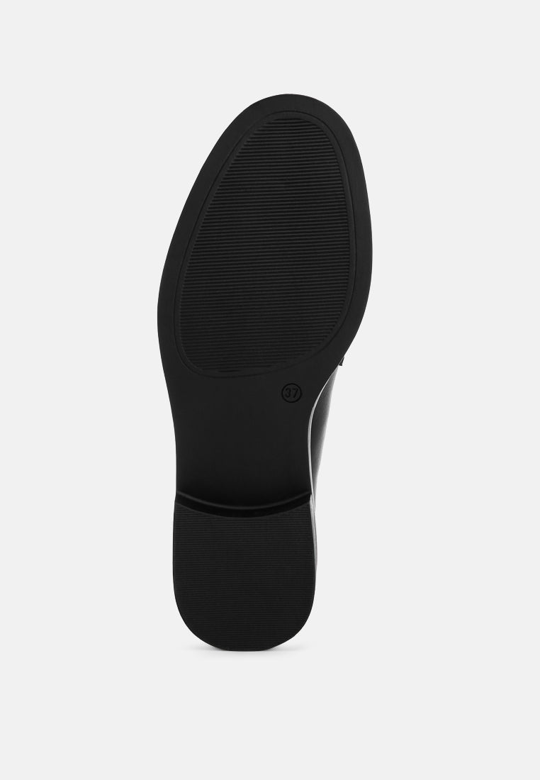 london rag women's aquitane stacked low block loafers by motes#color_black-smooth