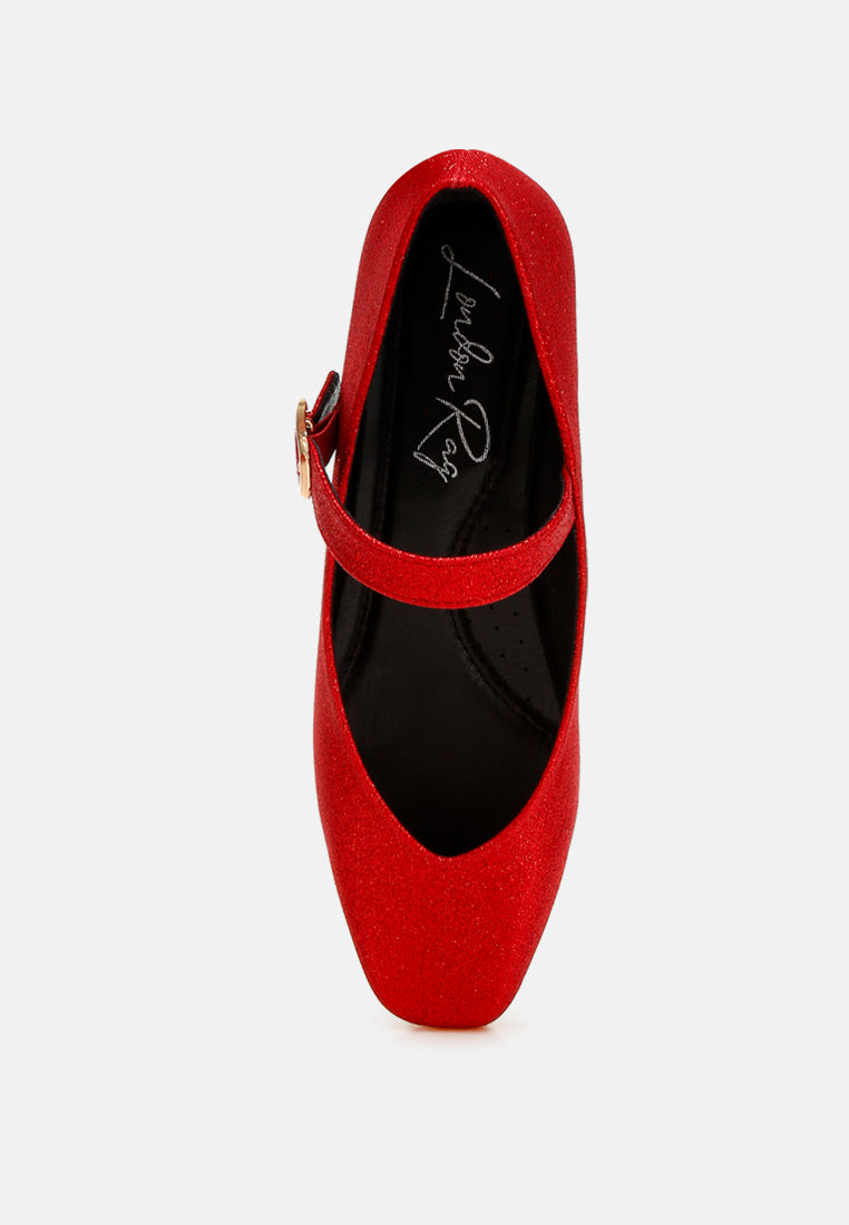 glitter pin buckle ballerinas by RUW#colour_red