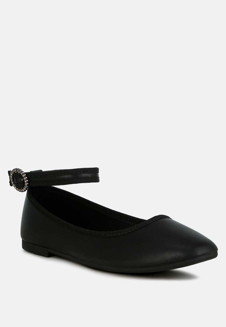 ankle strap detail ballet flats by ruw color_black