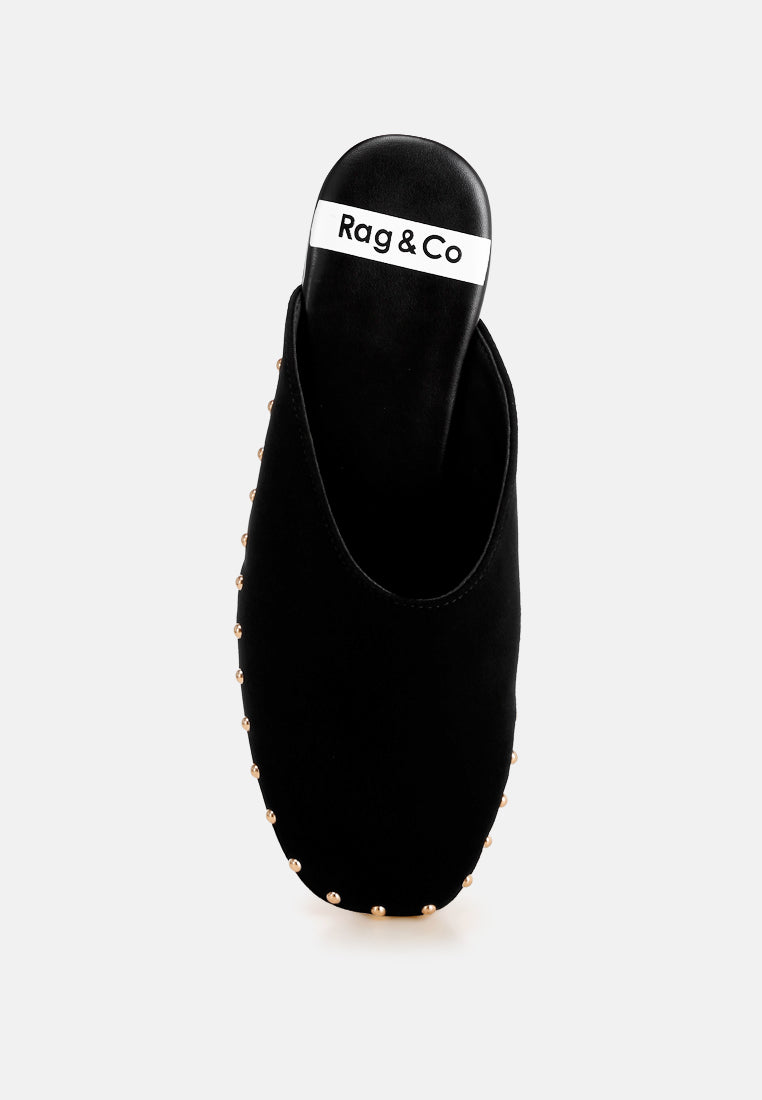 Corbera Studs Embellished Flat Mules#color_black