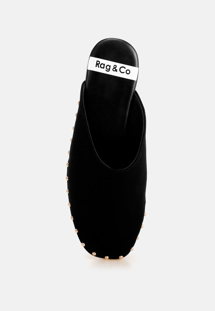 Corbera Studs Embellished Flat Mules#color_black