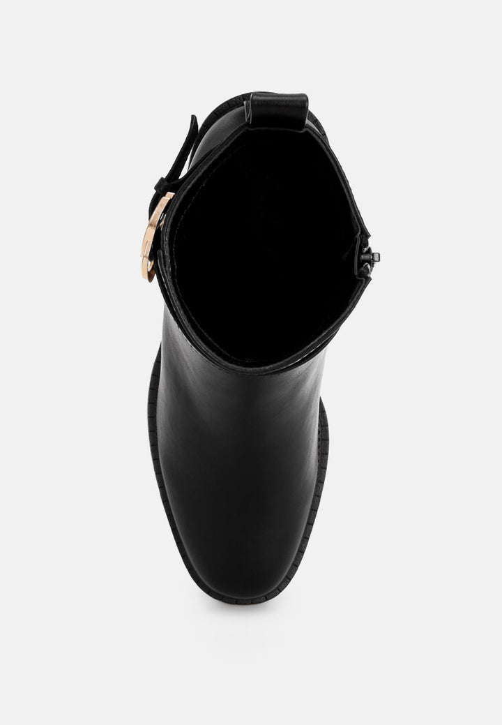 Winifred Harness Detail Block Heel Boots#color_black-smooth