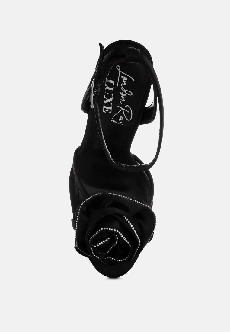 Candela Floral Rhinestone Accent Heel Sandals#color_black