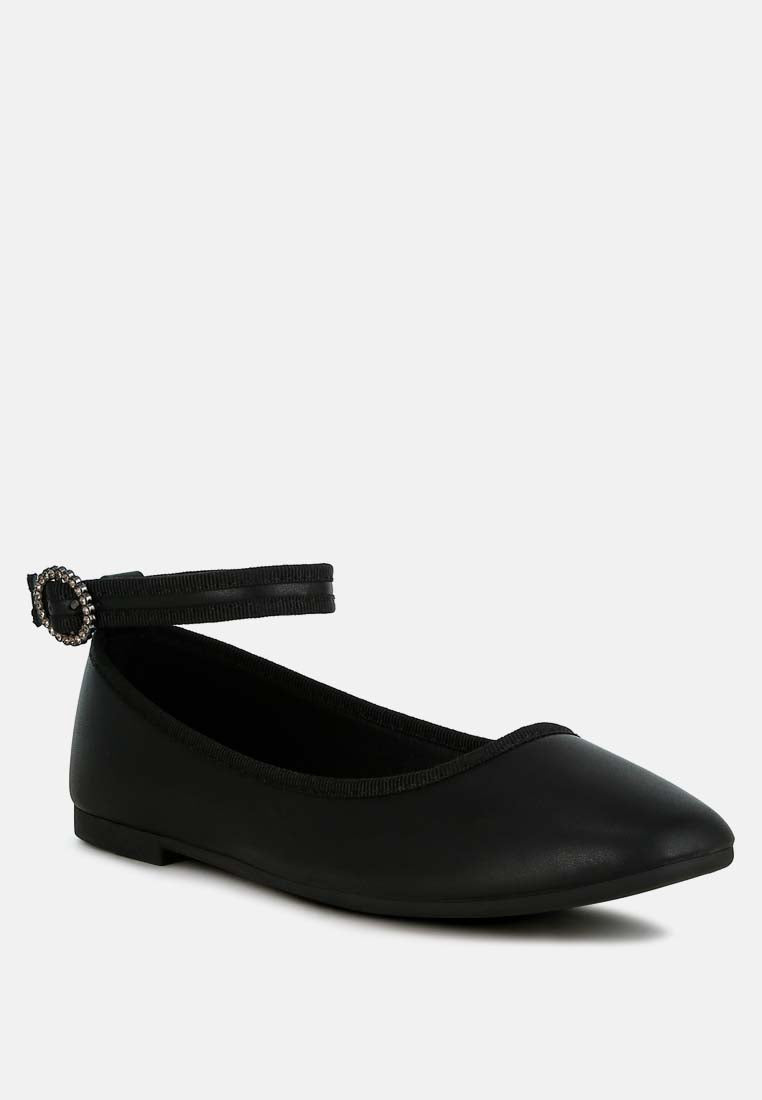 ankle strap detail ballet flats by rag#color_black