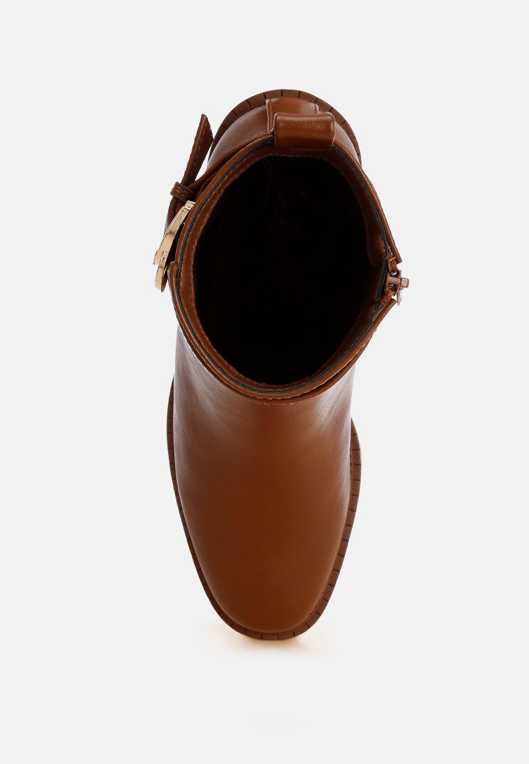 Winifred Harness Detail Block Heel Boots#color_brown-smooth