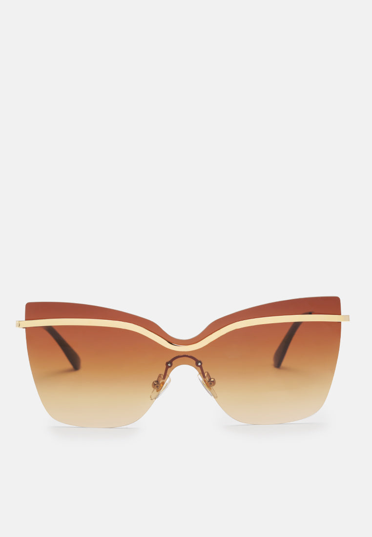 stylized rim cateye sunglasses#color_tan