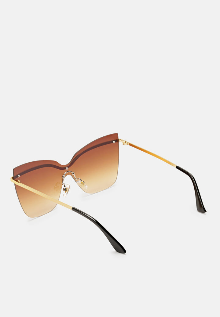 stylized rim cateye sunglasses#color_tan