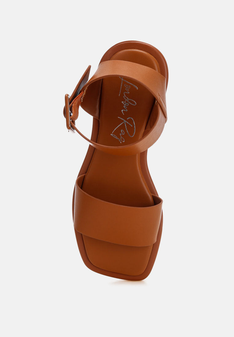 chunky buckle strap flats by ft#color_tan