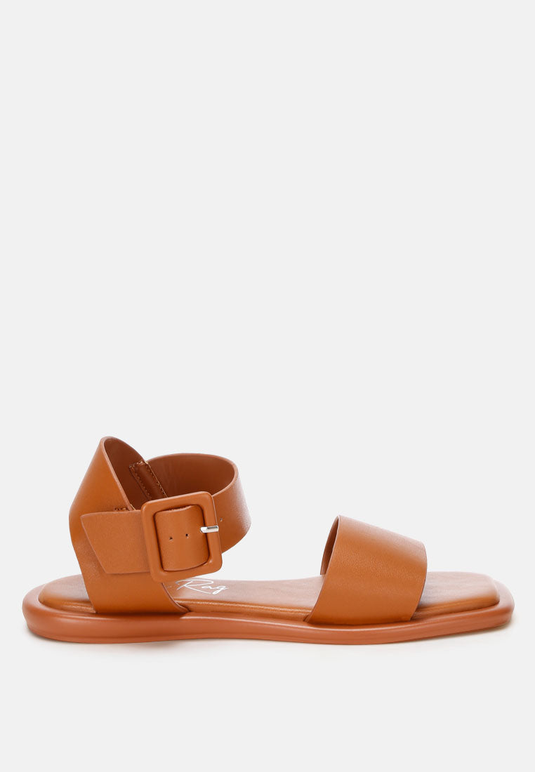 chunky buckle strap flats by ft#color_tan