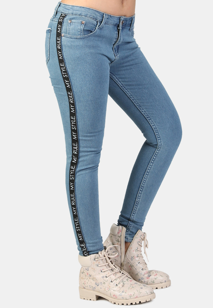 skinny side tape jeans#color_light-blue