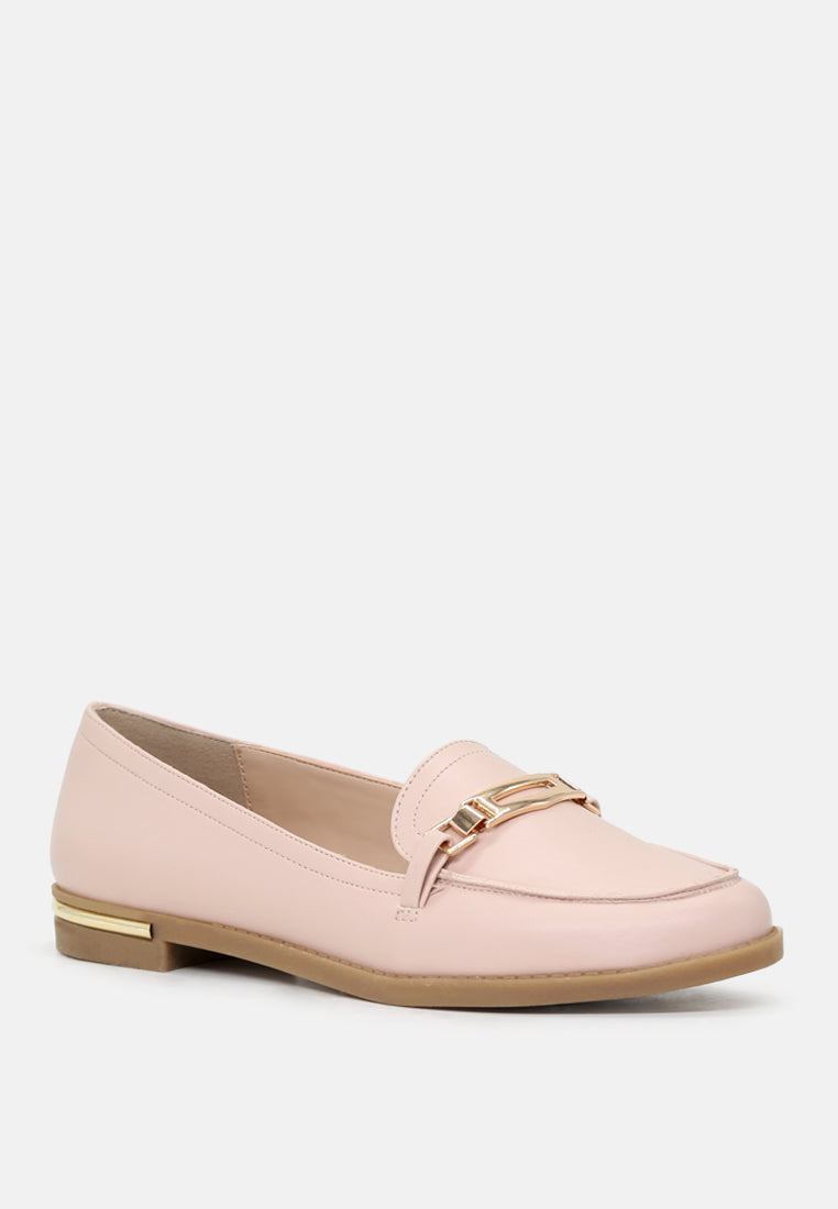 faux leather formal loafers#color_nude