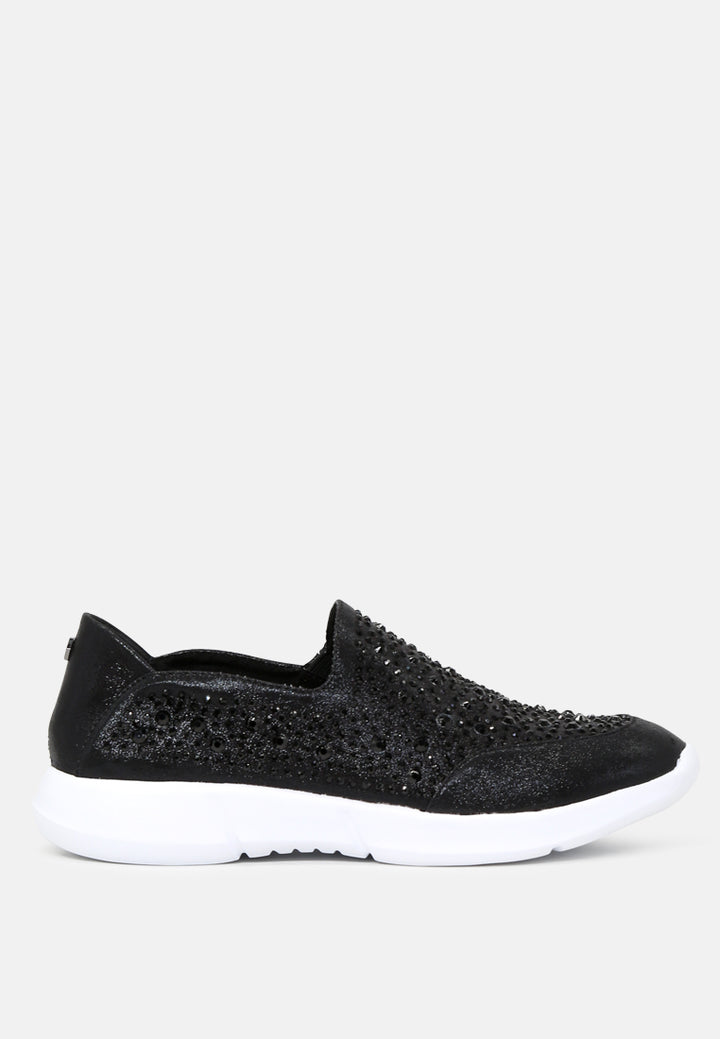 chrissy active - slip-on studded sneakers#color_black