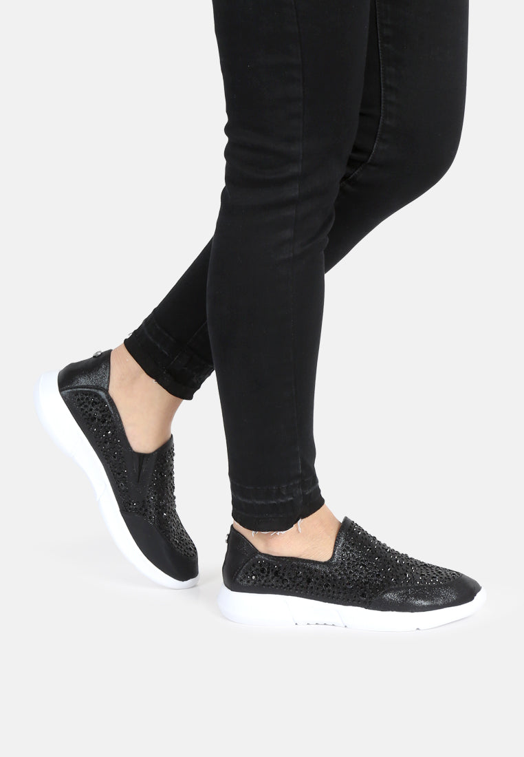 chrissy active - slip-on studded sneakers#color_black