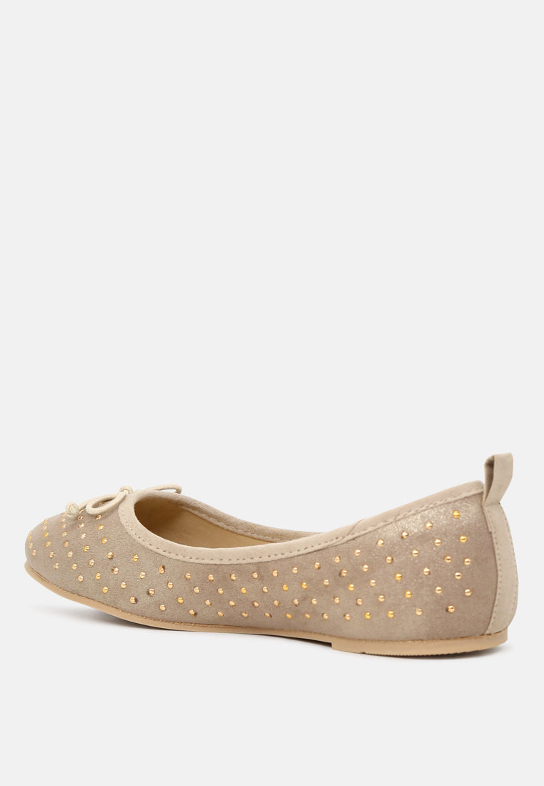 briana ballerina flats with silver studs#color_gold