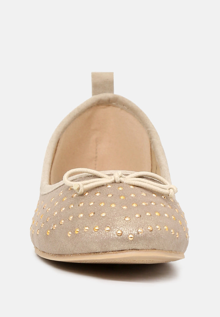 briana ballerina flats with silver studs#color_gold