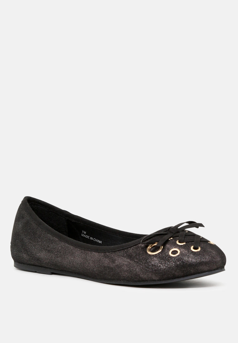 brittany ballerina flats with bow#color_black-suede