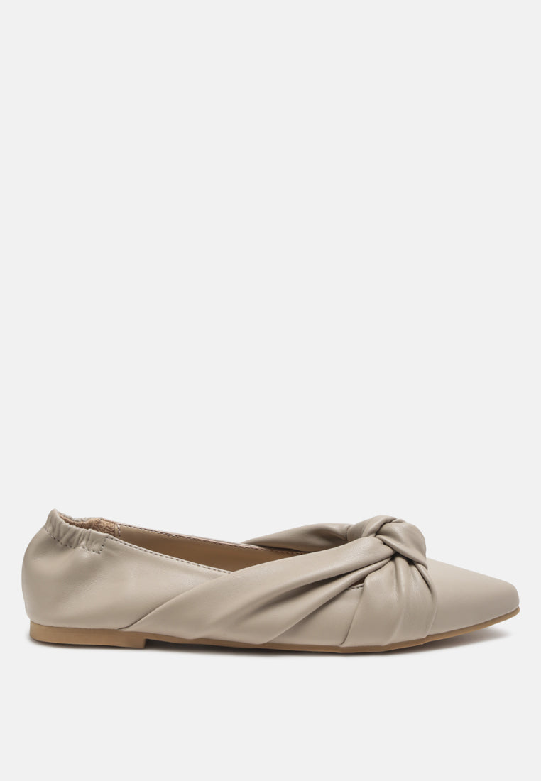 norma knot detail elasticated ballet flats#color_taupe
