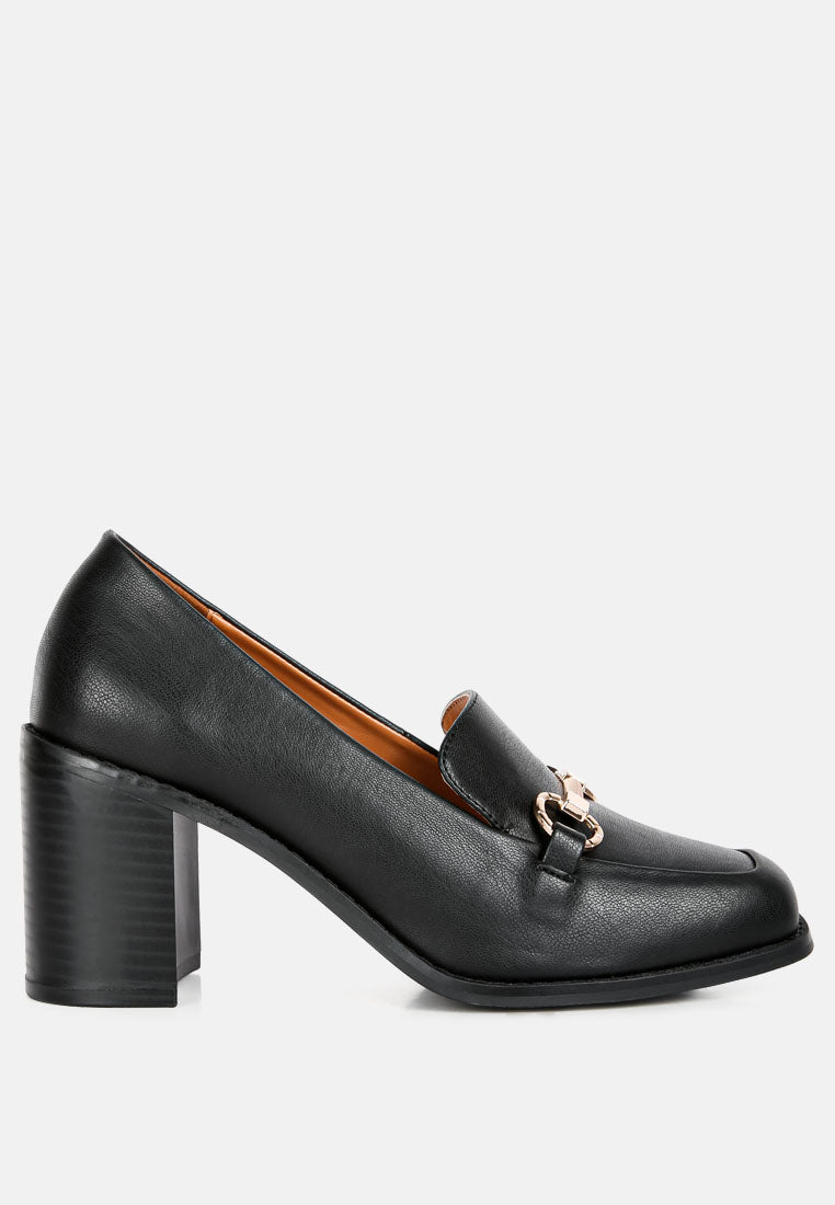 boss fav classic block heel loafers#color_black