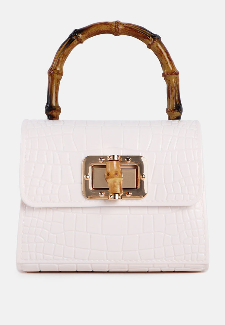 croc sling handbag#coor_white