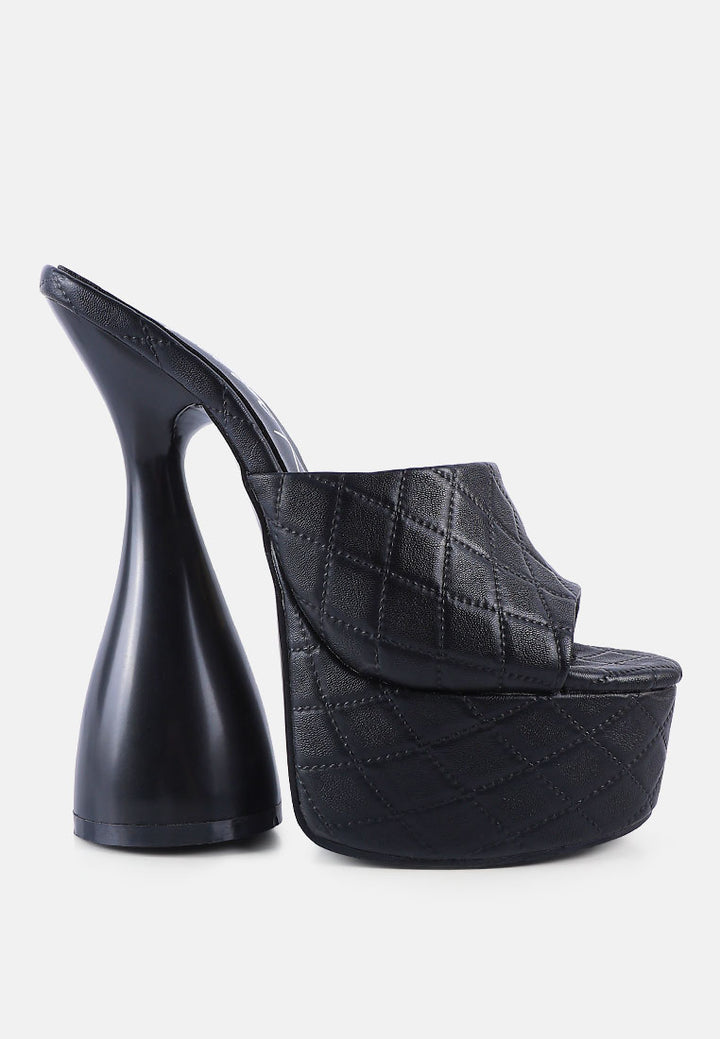 oomph quilted hourglass heel platform sandals#color_black