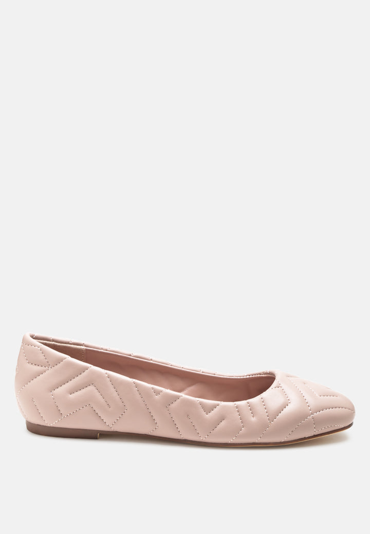 quilted ballerina flats by ruw color_nude
