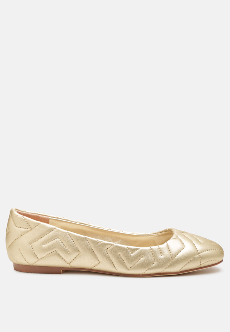 janice quilted ballerina flats#color_gold