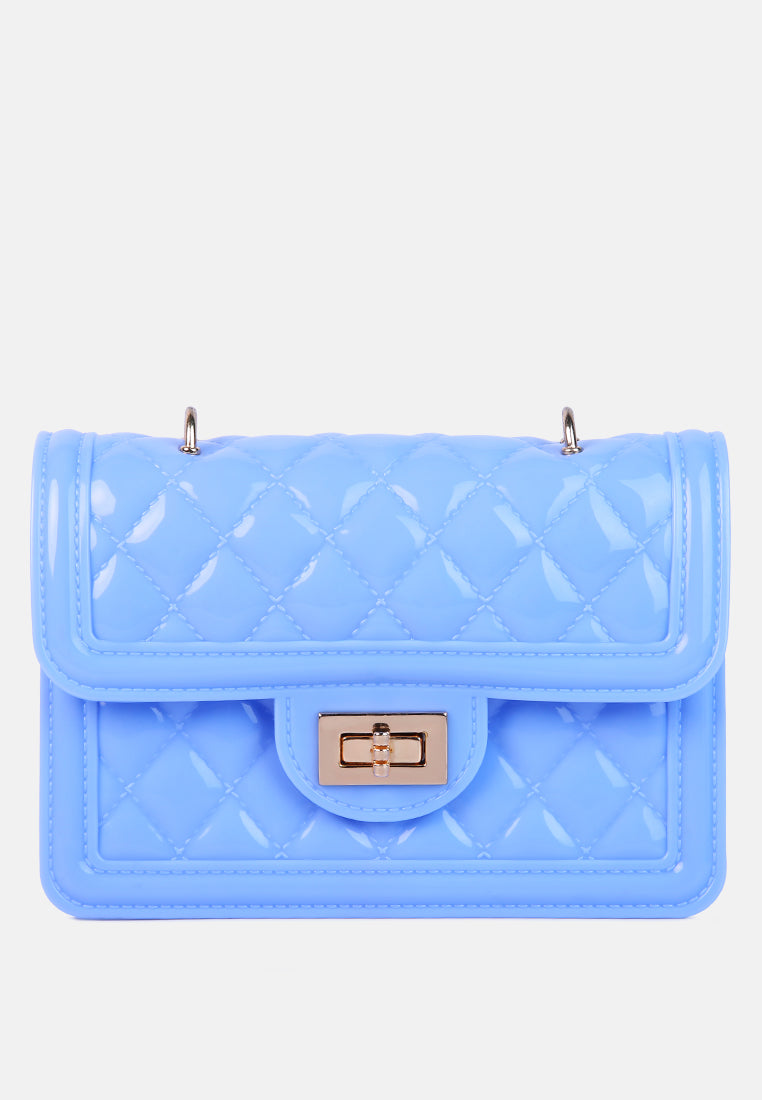 jelly quilted sling bag#color_blue