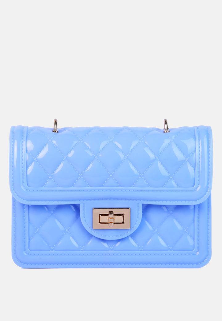 jelly quilted sling bag#color_blue