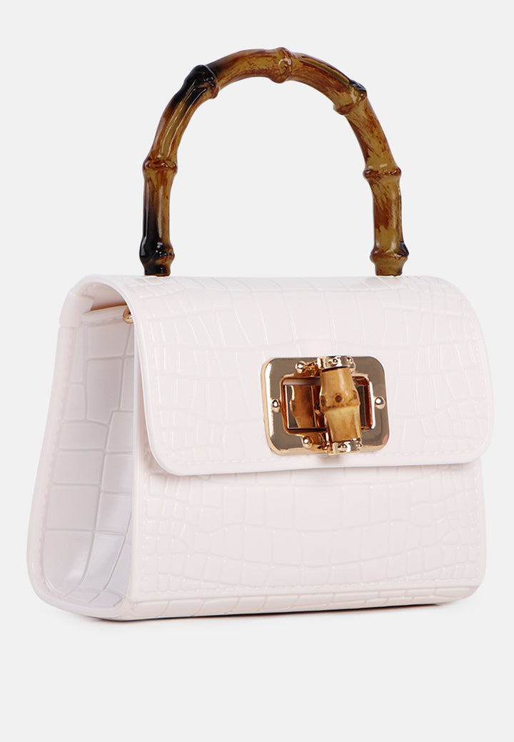 croc sling handbag#coor_white