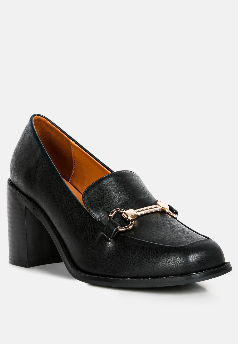 boss fav classic block heel loafers#color_black