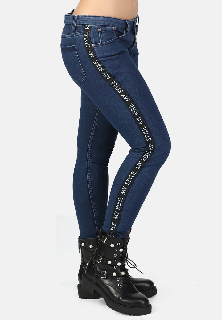skinny side tape jeans#color_dark-blue