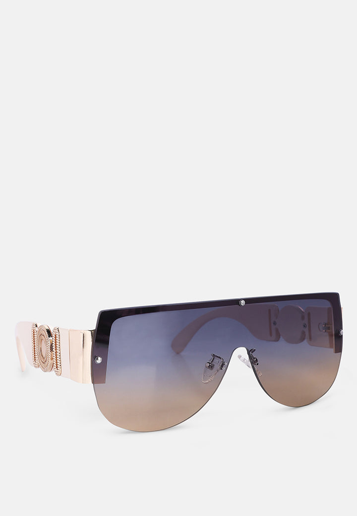 shield shaded oversized sunglasses#color_gold