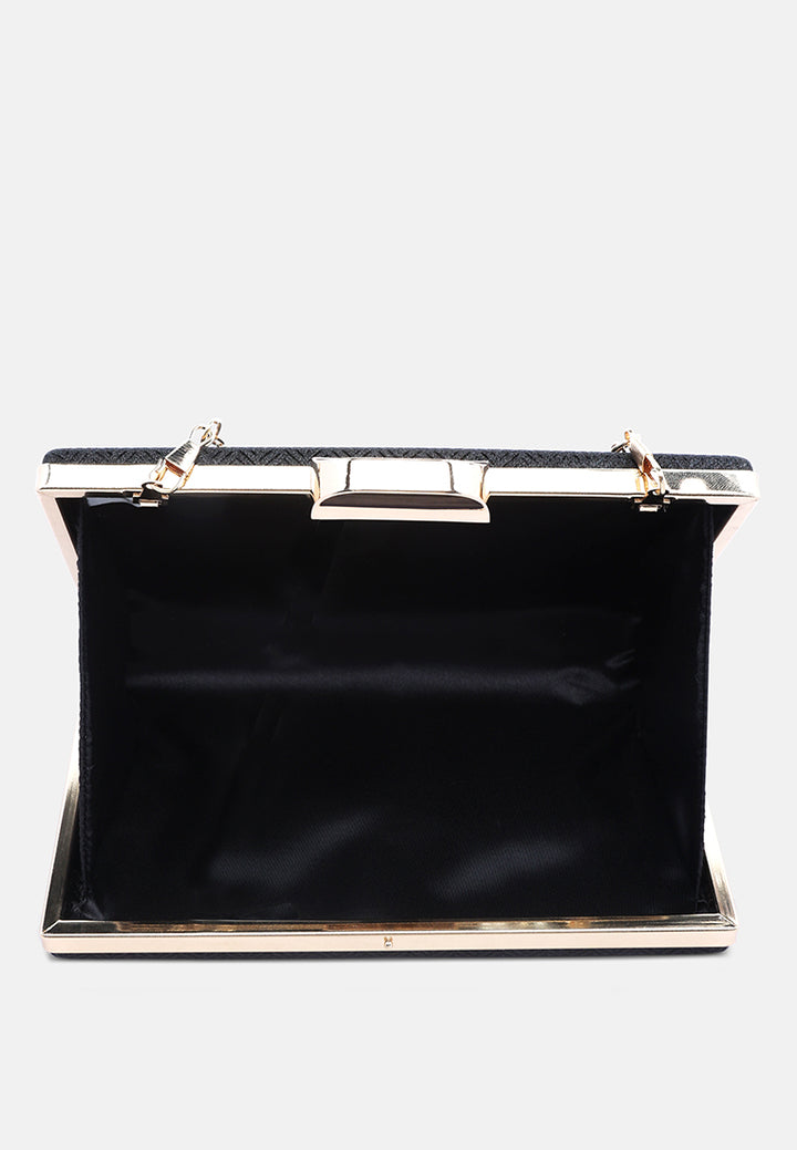 metallic shimmer clutch bag#color_black