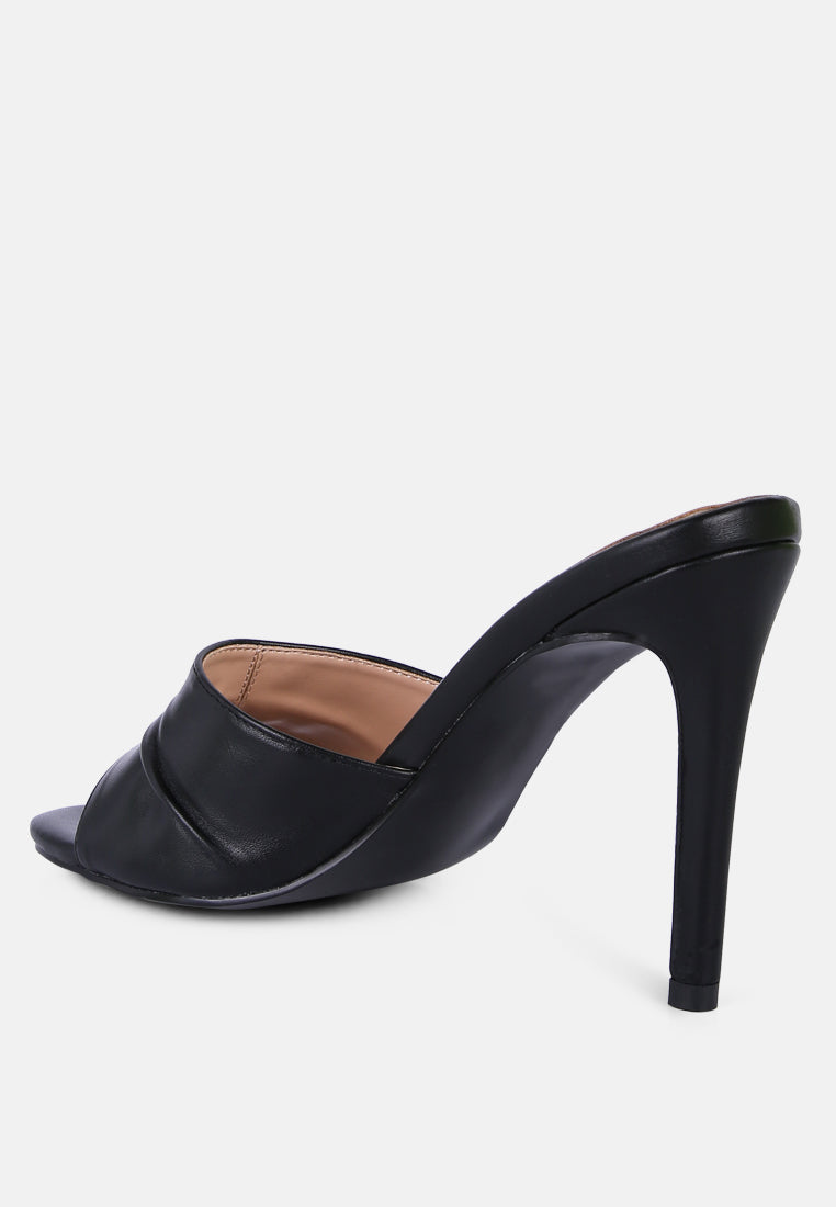3rd divorce pleated strap high heeled sandals#color_black
