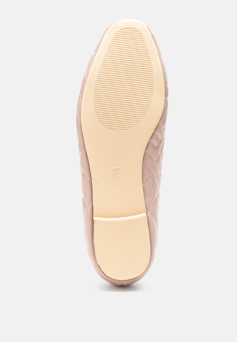quilted ballerina flats by ruw color_nude