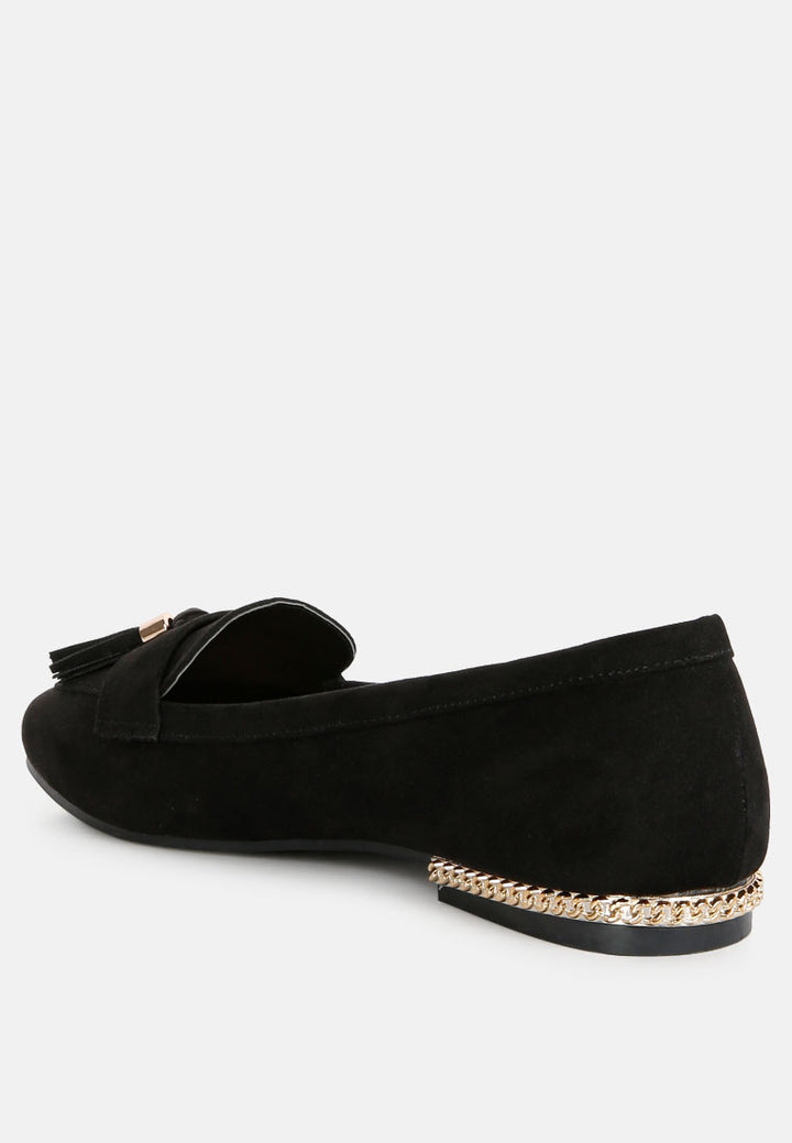 atrika faux suede tassel loafers#color_black