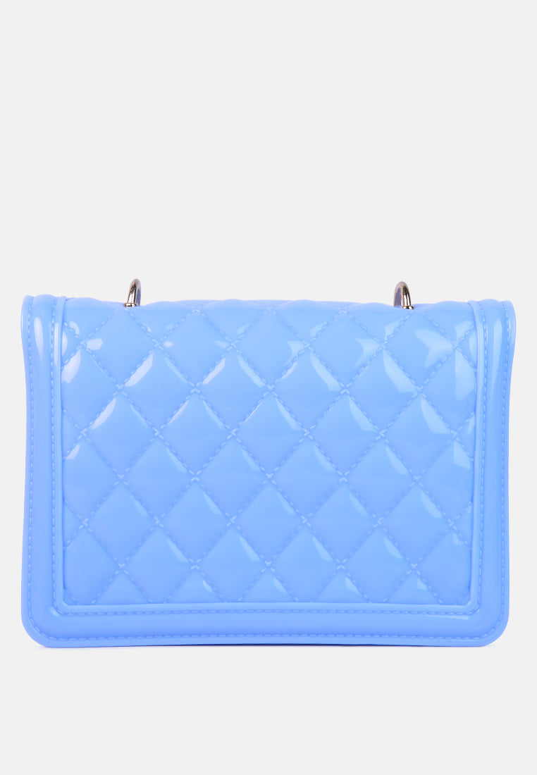 jelly quilted sling bag#color_blue