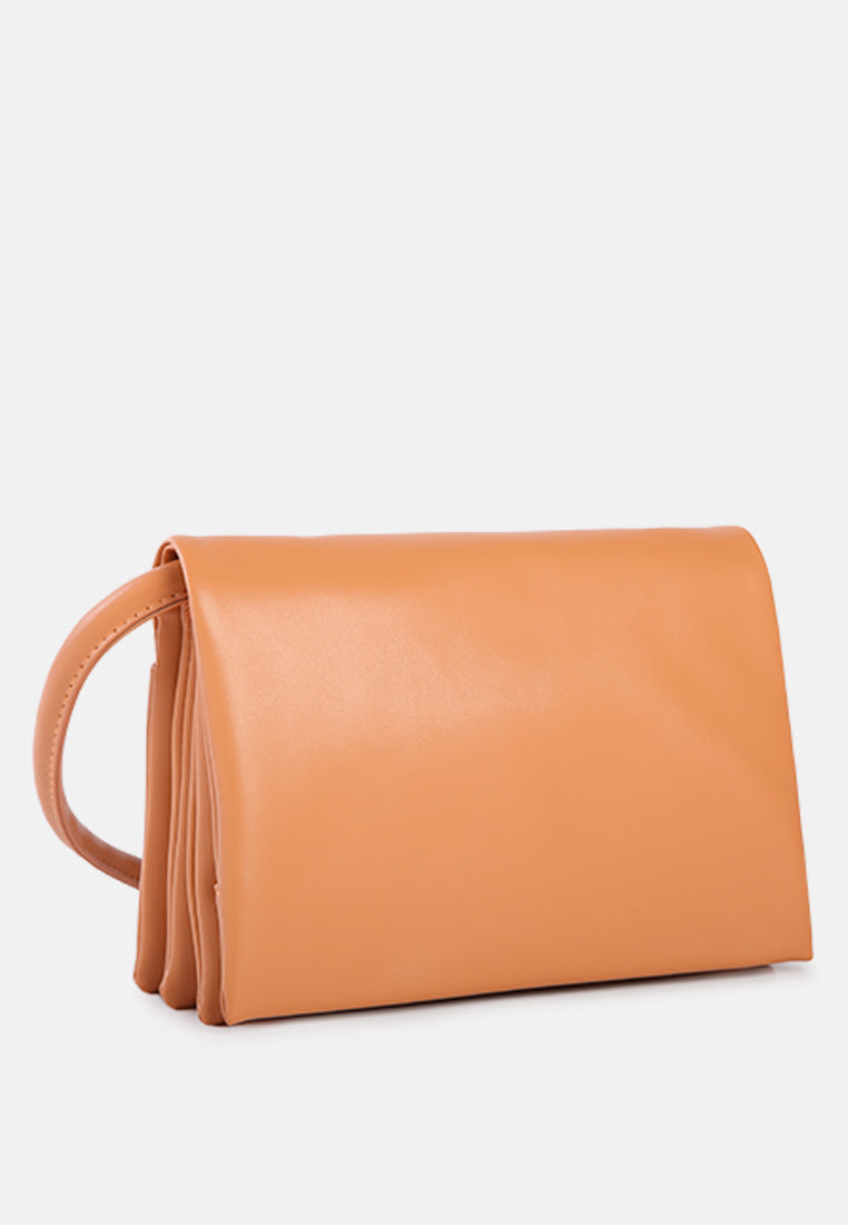 three fold faux leather handbag#color_orange