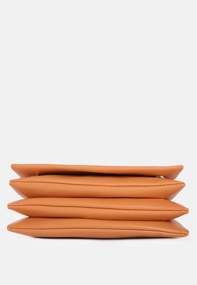 three fold faux leather handbag#color_orange