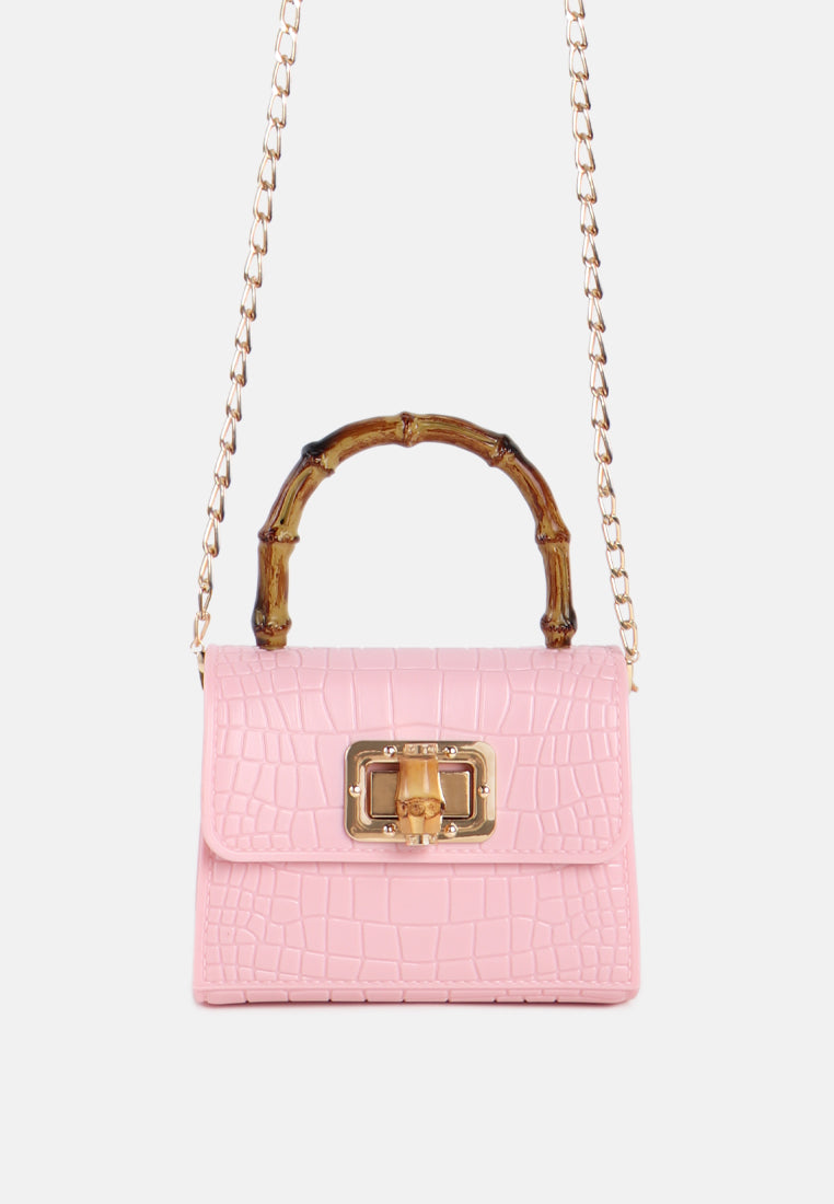 croc sling handbag#coor_pink