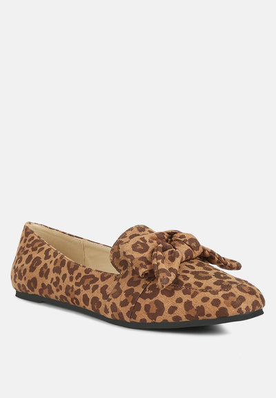 pecan pie casual walking bow loafers#color_leopard