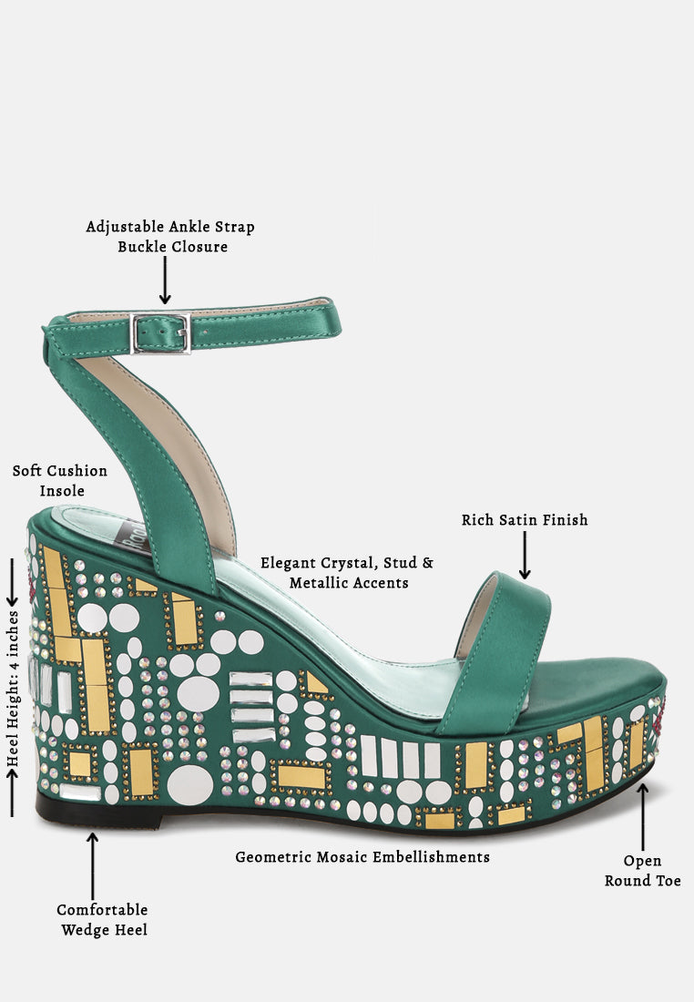 sandalias de fiesta con cuña y adornos de mosaico metropolis#color_green-satin