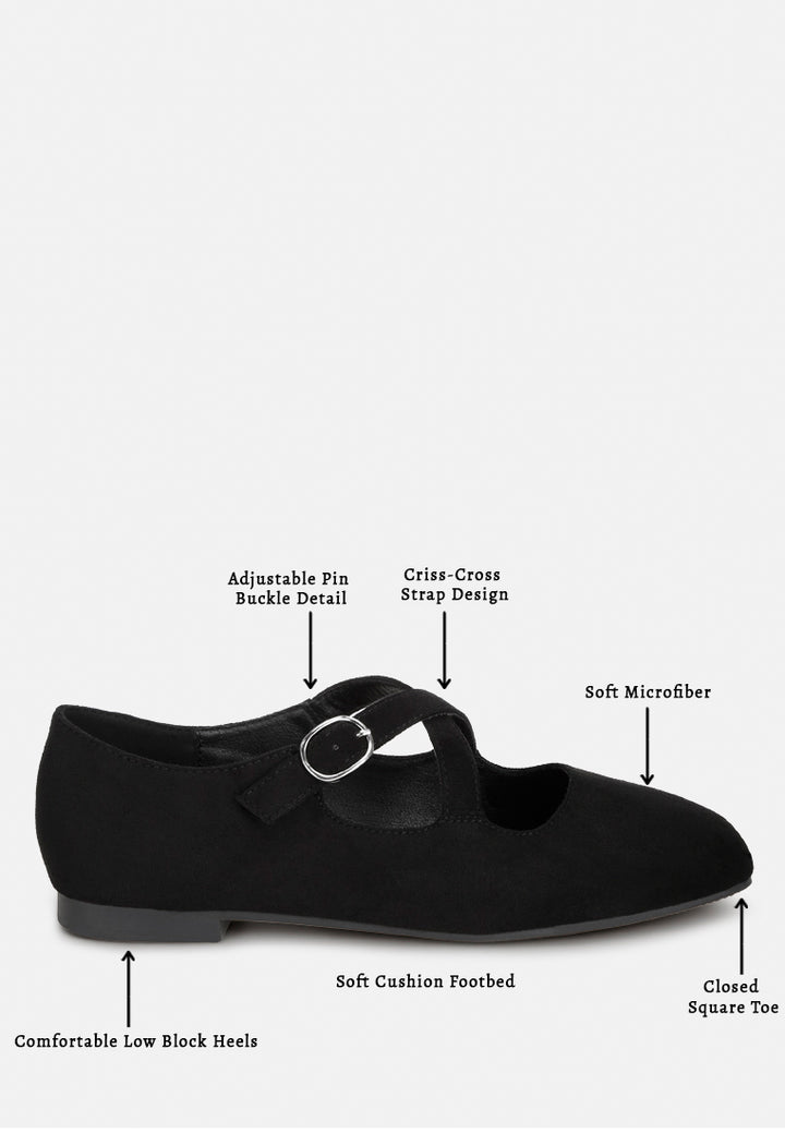 vonily criss cross straps ballet flats#color_black-suede