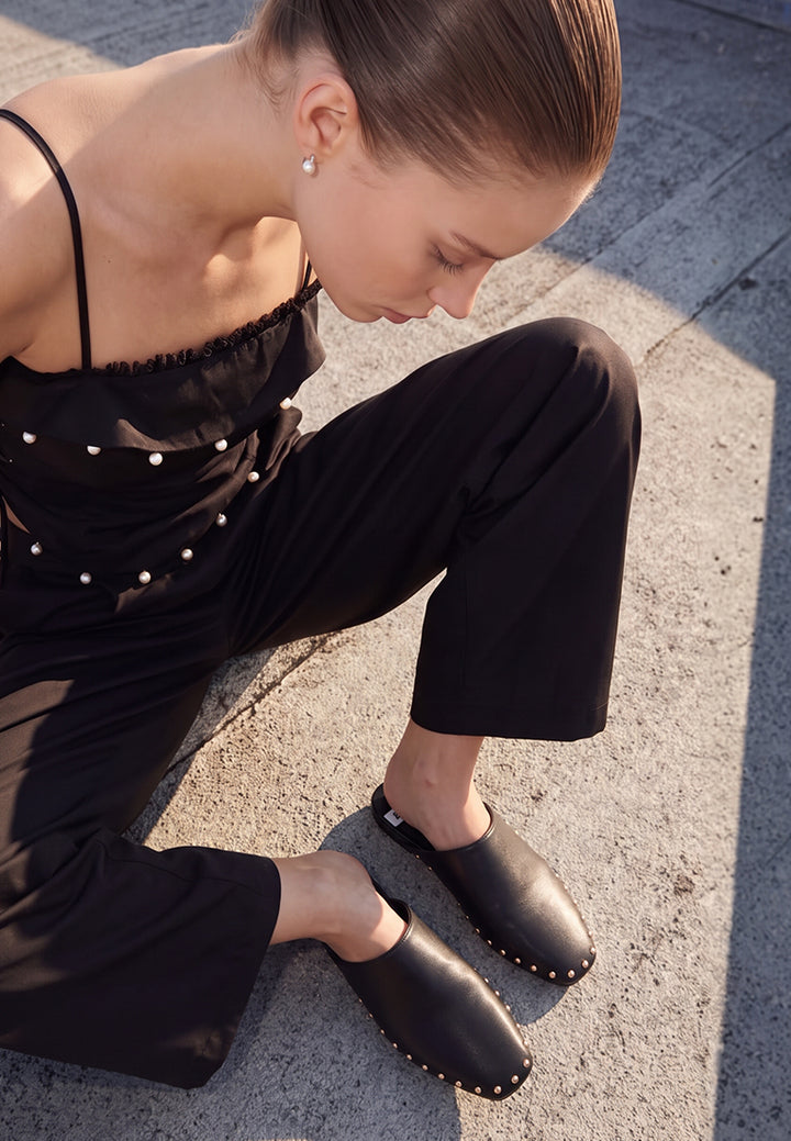 mackey studded flat mules#color_black