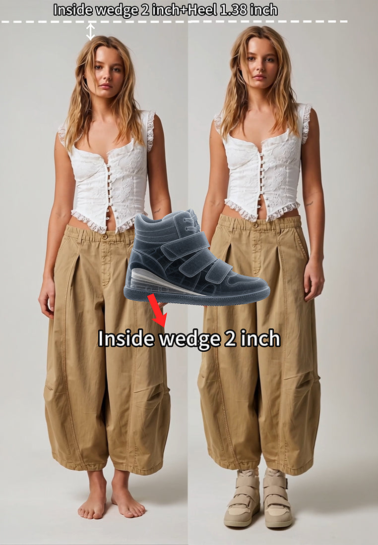 Cozy Wedge Triple Strap High-Top Sneakers#color_taupe