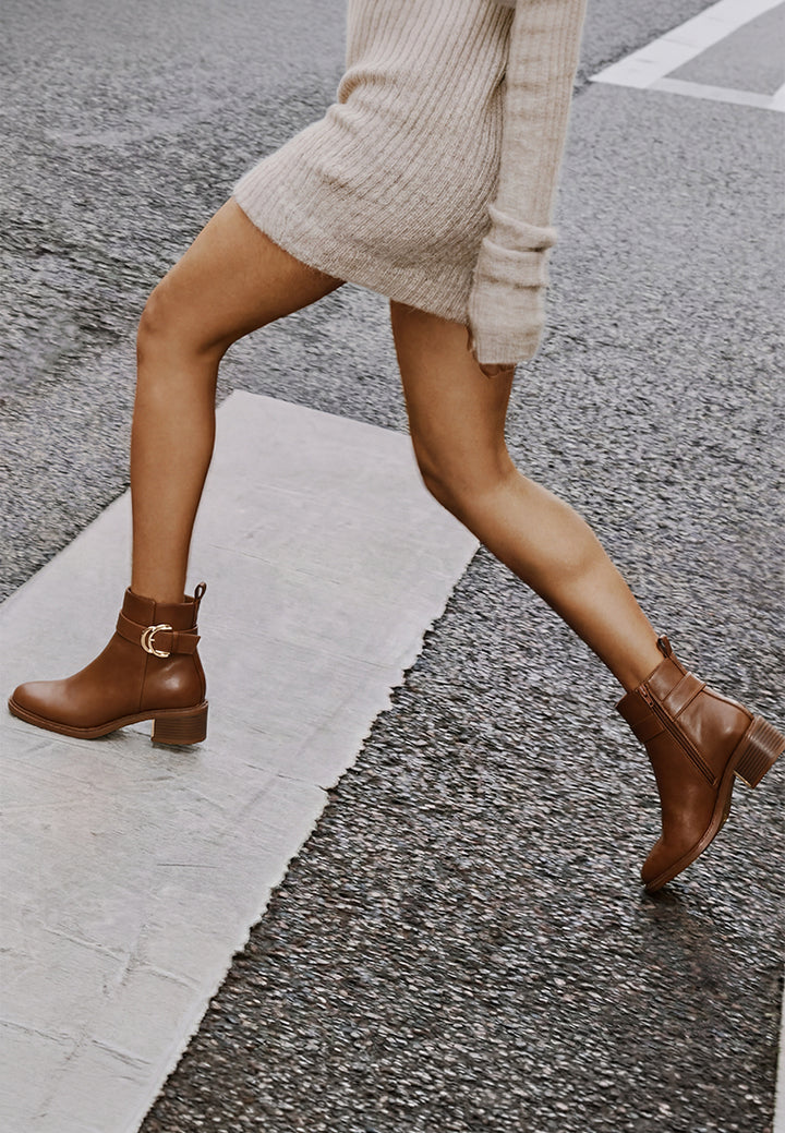 Winifred Harness Detail Block Heel Boots#color_brown-smooth
