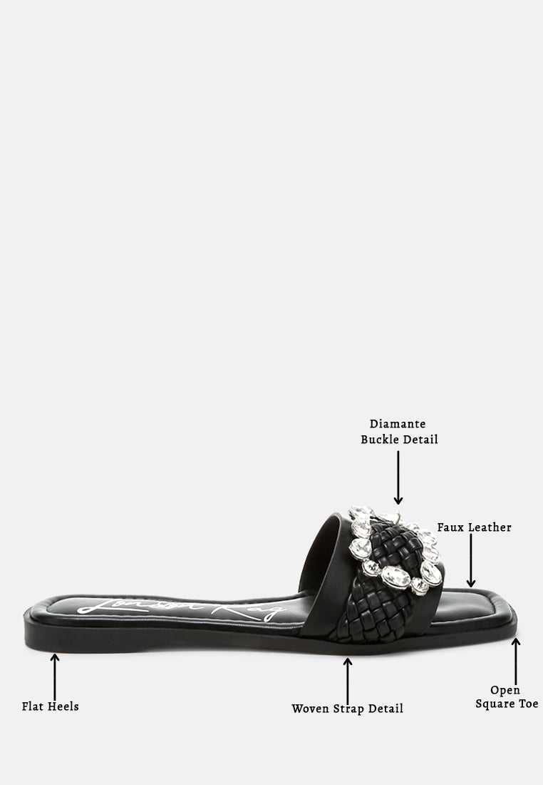 diamante flat sandals by rag#color_black