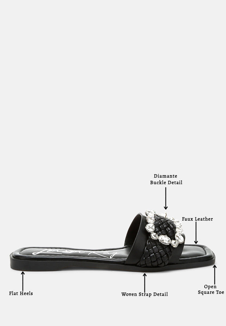 diamante flat sandals by rag#color_black