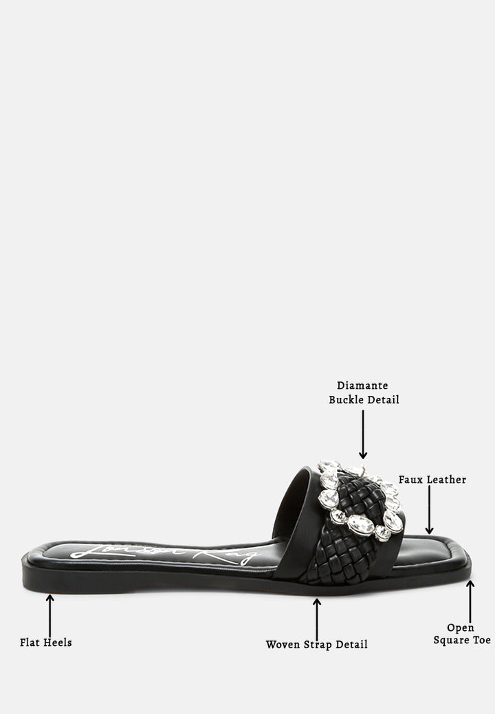 diamante flat sandals by ruw color_black